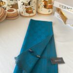 İthal Gucci Çift Taraflı Pamuk Yün İpek Şal 544330 - Petrol