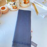 İthal Gucci Çift Taraflı Pamuk Yün İpek Şal 544330 - İndigo