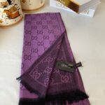 İthal Gucci Çift Taraflı Pamuk Yün İpek Şal 544330 - Mürdüm