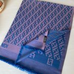 Fendi Desenli İpek Kaşmir Çift Taraflı Şal 78001 - Mürdüm