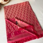 Fendi Desenli İpek Kaşmir Çift Taraflı Şal 78001 - Fuşya