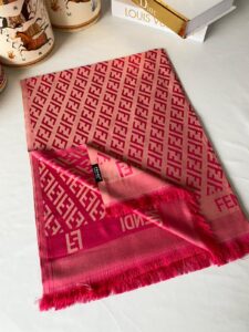 Fendi Desenli İpek Kaşmir Çift Taraflı Şal 78001 - Fuşya