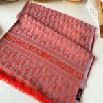 Dior Desenli İpek Kaşmir Çift Taraflı Şal 78002 - Şeftali