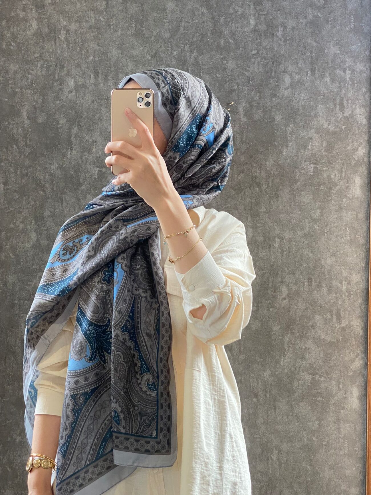 Etro Pamuk İpek Şal -987654 VİZON/MAVİ - Görsel 2