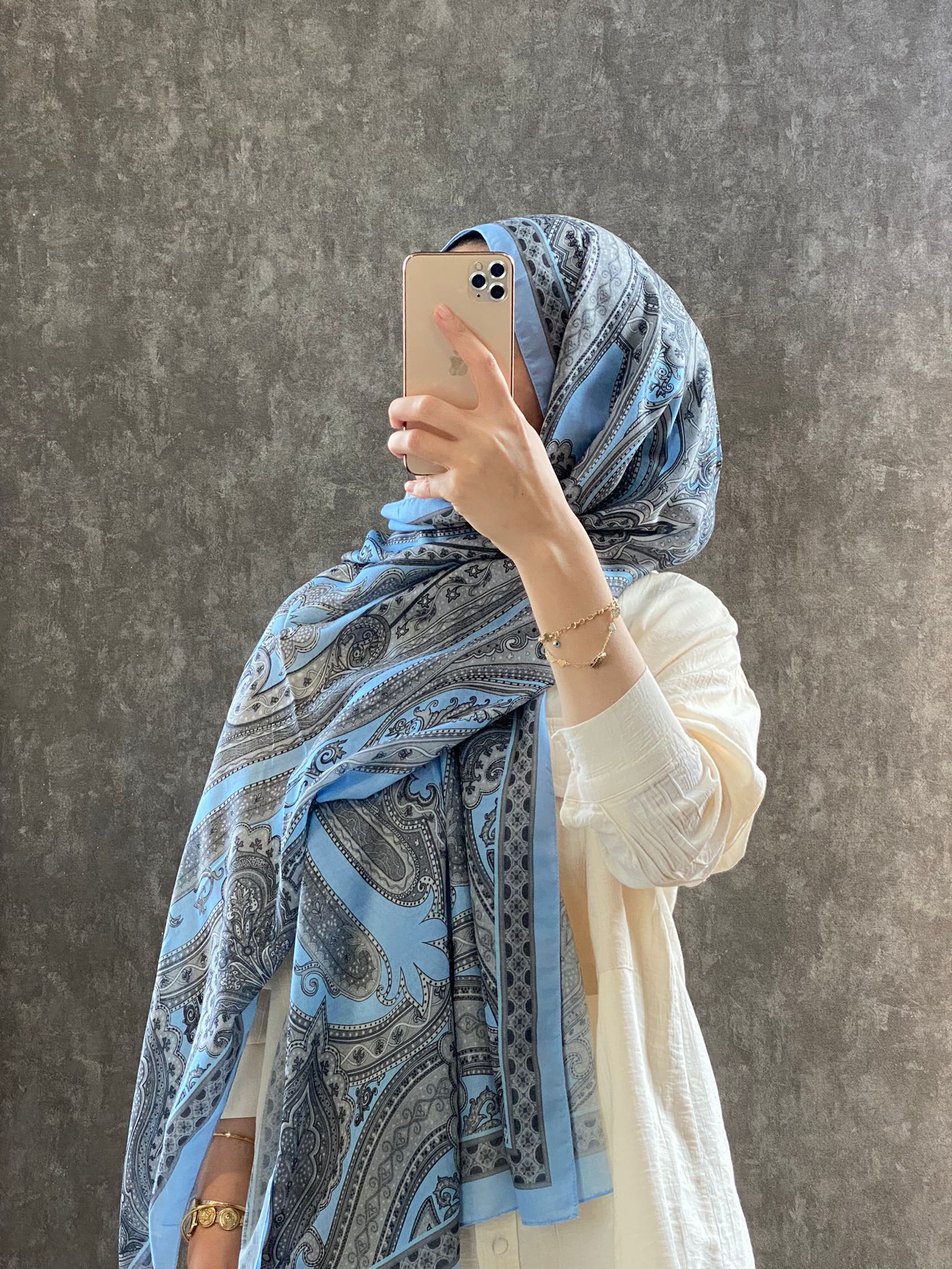 Etro Pamuk İpek Şal -987654 MAVİ - Görsel 2