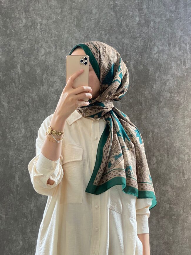 Etro Pamuk İpek Şal 987654 / KOYU YEŞİL/VİZON