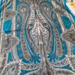 Etnik desen pamuk soft şal-321654  PETROL MAVİ/KAHVE