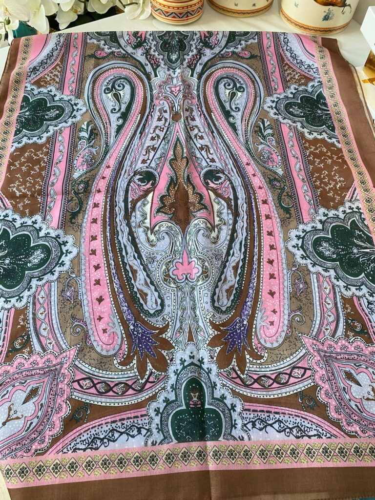 Etnik desen pamuk soft şal-321654 KARAMEL/PEMBE