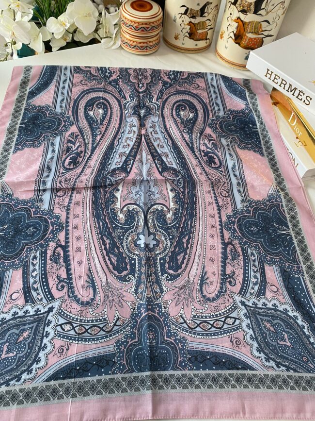 Etnik desen pamuk soft şal-321654  PUDRA PEMBE/GRİ