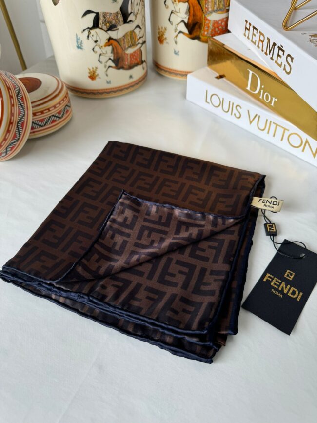 Fendi İthal +% 100 İpek  12 mm Eşarp 657291 - Siyah