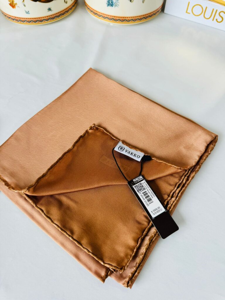 Vakko Çift Taraflı 12 mm %100 İpek Eşarp 10044 - Karamel/ Taba