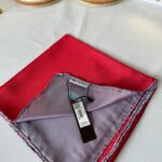 Vakko Çift Taraflı 12 mm %100 İpek Eşarp 10044 - Kırmızı/ Gri