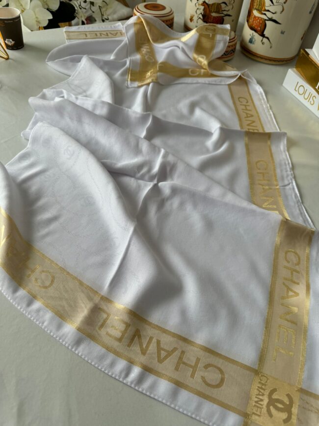 CHANEL YÜN İPEK ŞAL EŞARP  10446 - Beyaz
