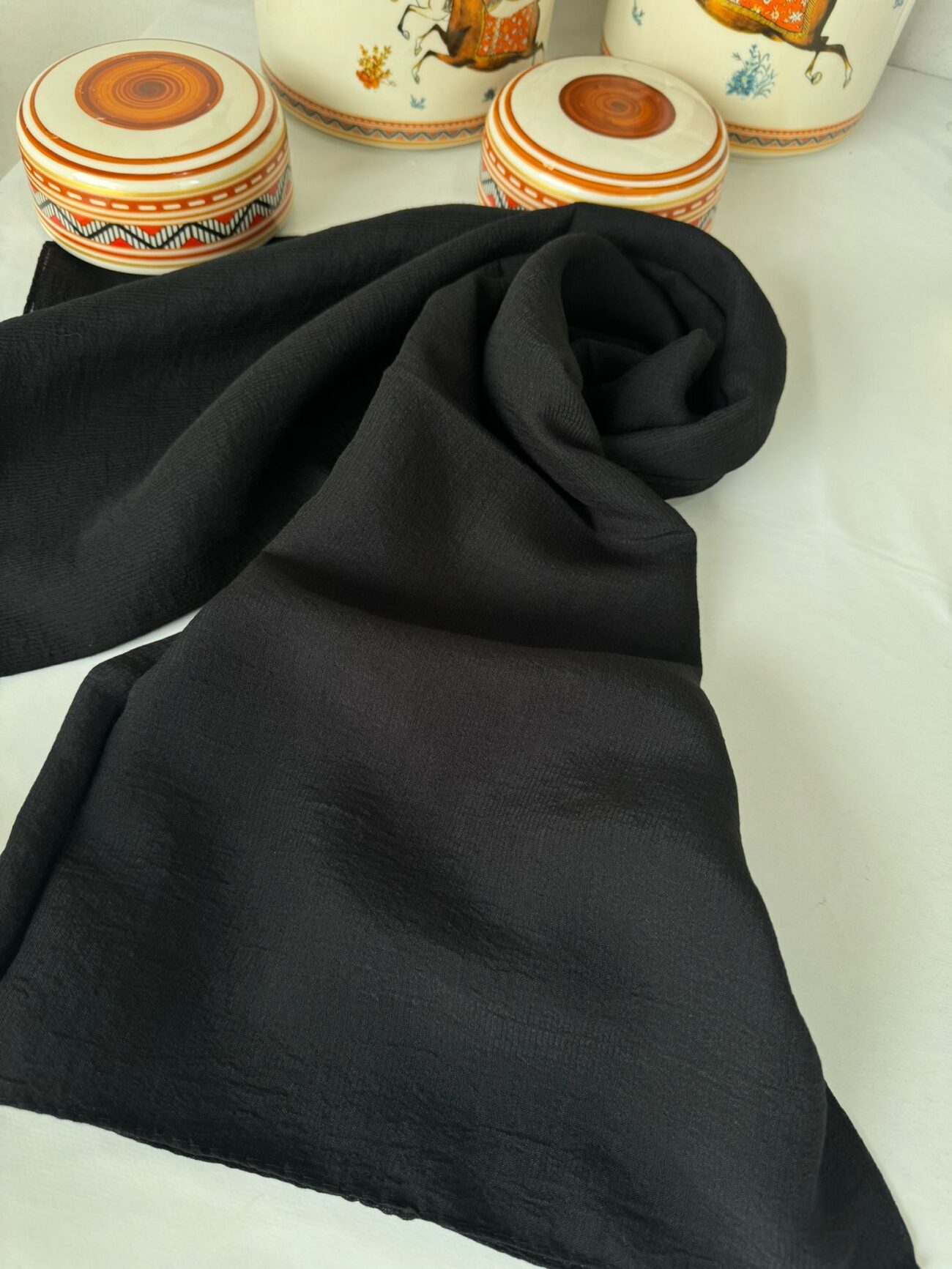 Pamuk krep krınkıl şal eşarp- 020202 / Siyah