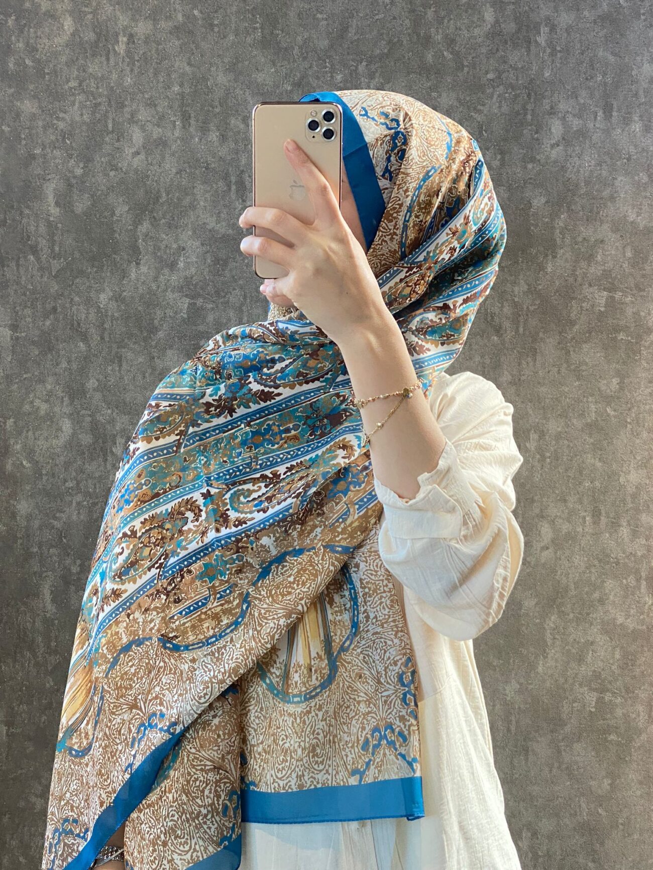 ETRO VUAL İPEK ŞAL 36987 -açık indigo/altın