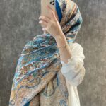 ETRO VUAL İPEK ŞAL 36987 -açık indigo/altın