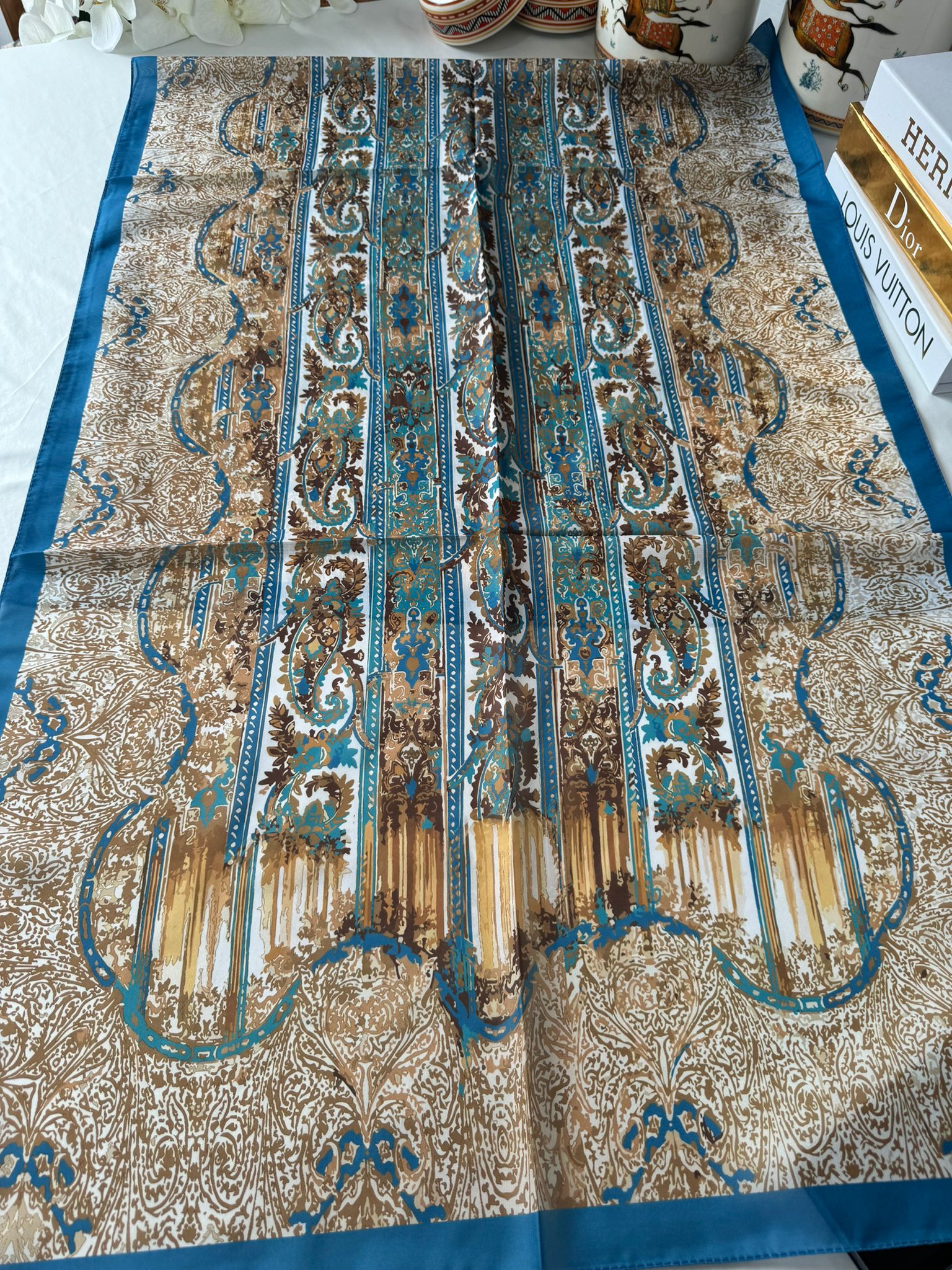 ETRO VUAL İPEK ŞAL 36987 -açık indigo/altın - Görsel 2