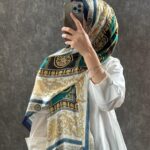 VERSACE İTHAL VUAL %100 İPEK ŞAL -78963 zümrüt