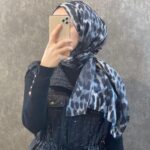 Leopar Desen Pamuk İpek Şal 44110 - Gri