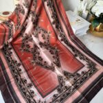 Etnik Desen Pamuk Soft Şal 83924 - somon-siyah