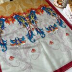 Etnik Desen Pamuk İpek Şal - Bordo-hardal