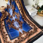 Etnik Desen Pamuk Soft Şal 83924 - saks-siyah