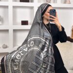 Burberry Çift Taraflı İthal Vual İpel Şal 78631 - Füme  Siyah