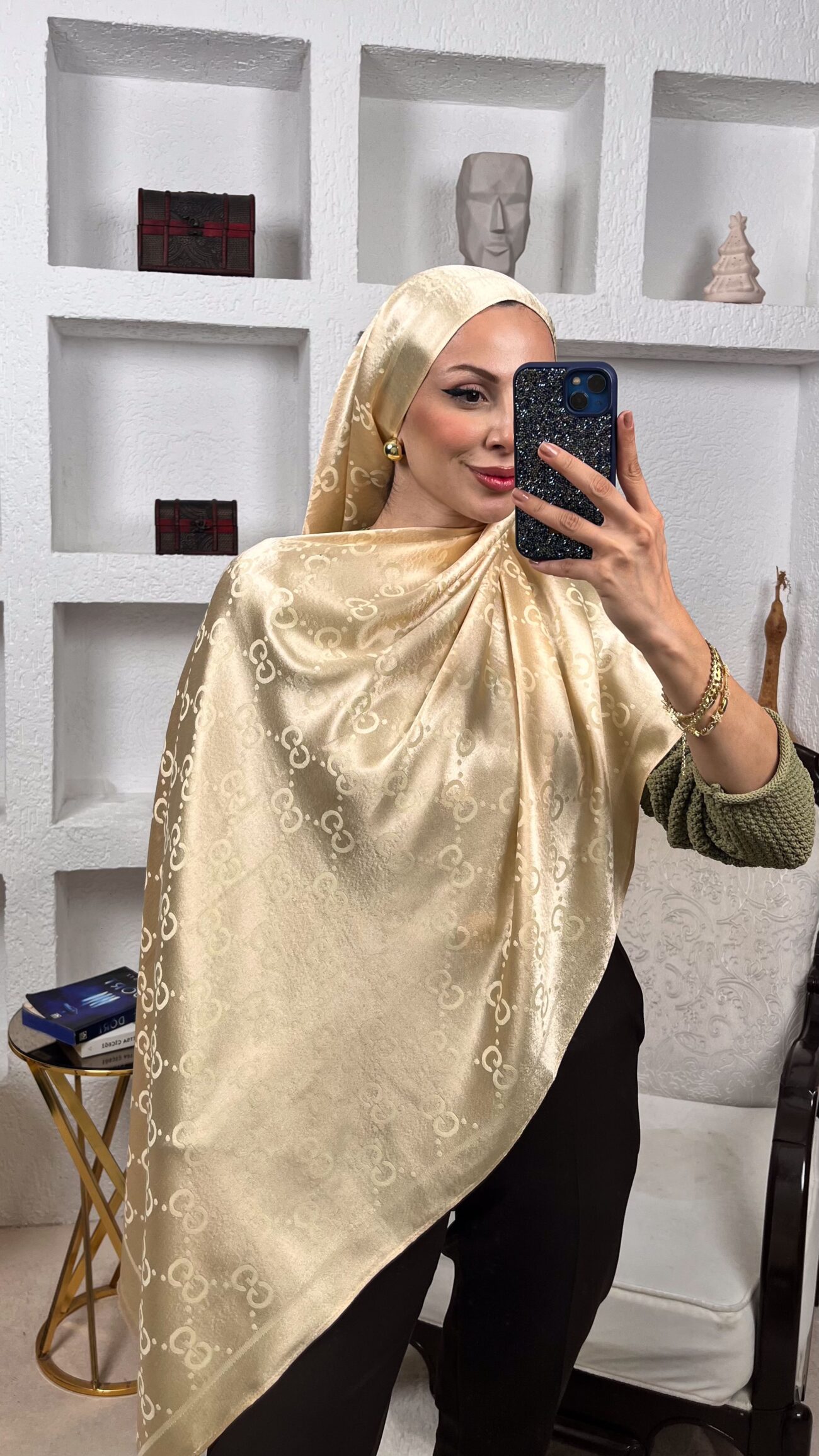 İthal G Pamuk Yün İpek Şal 49102 - Gold