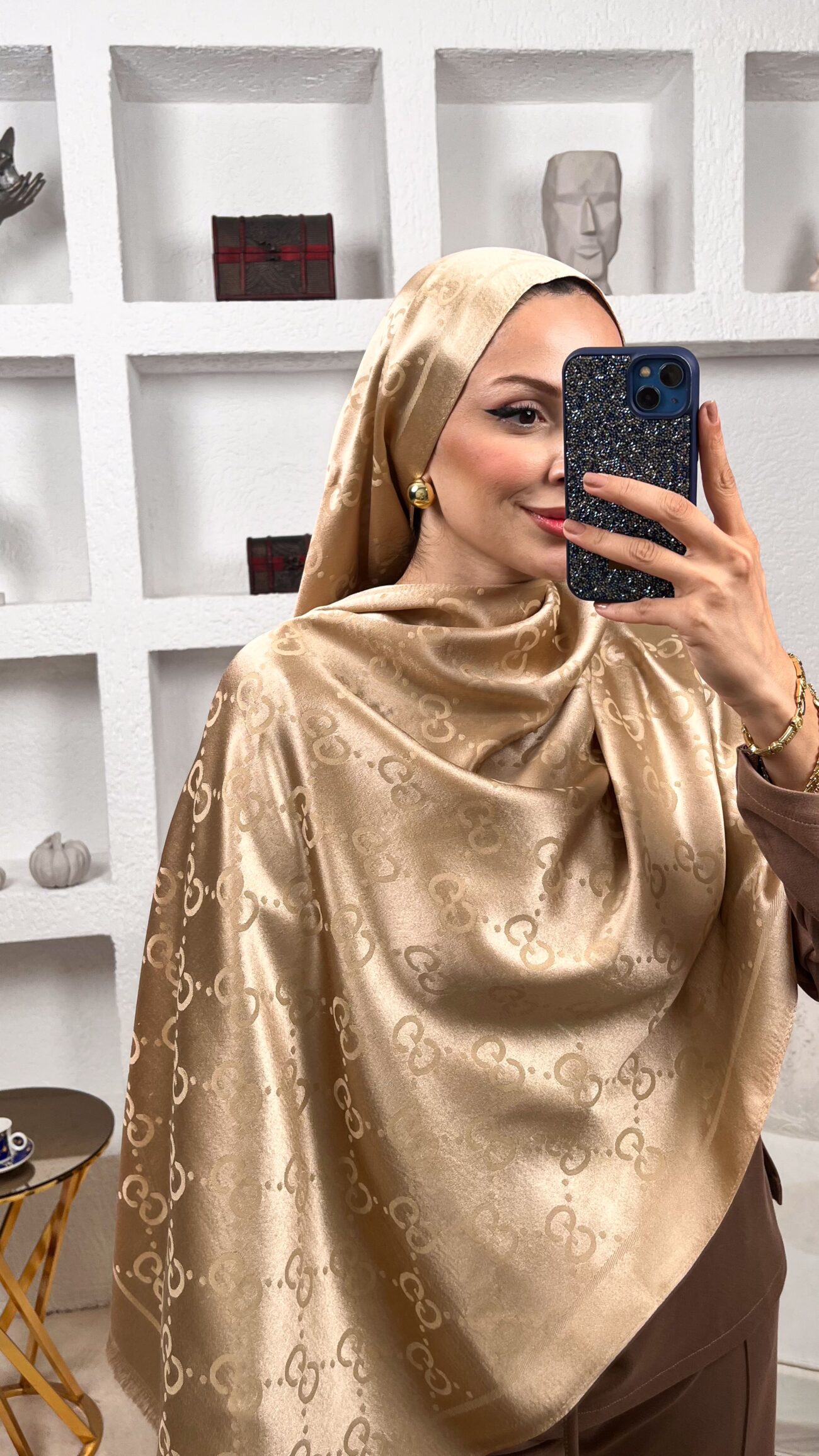 İthal G Pamuk Yün İpek Şal 49102 - Bej - Görsel 2