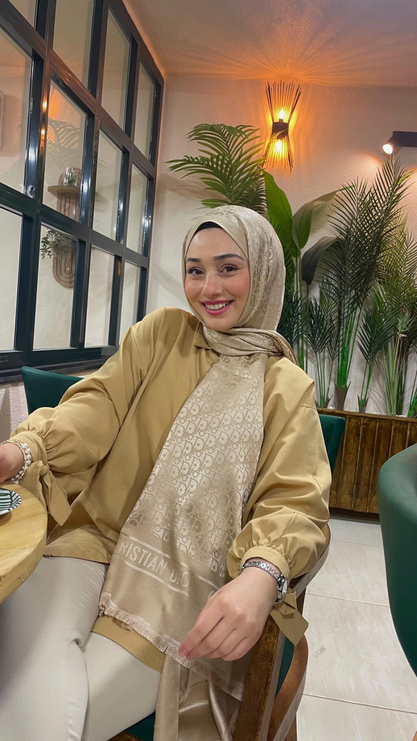 İthal Dior Pamuk Yün İpek Şal 49103 - Bej