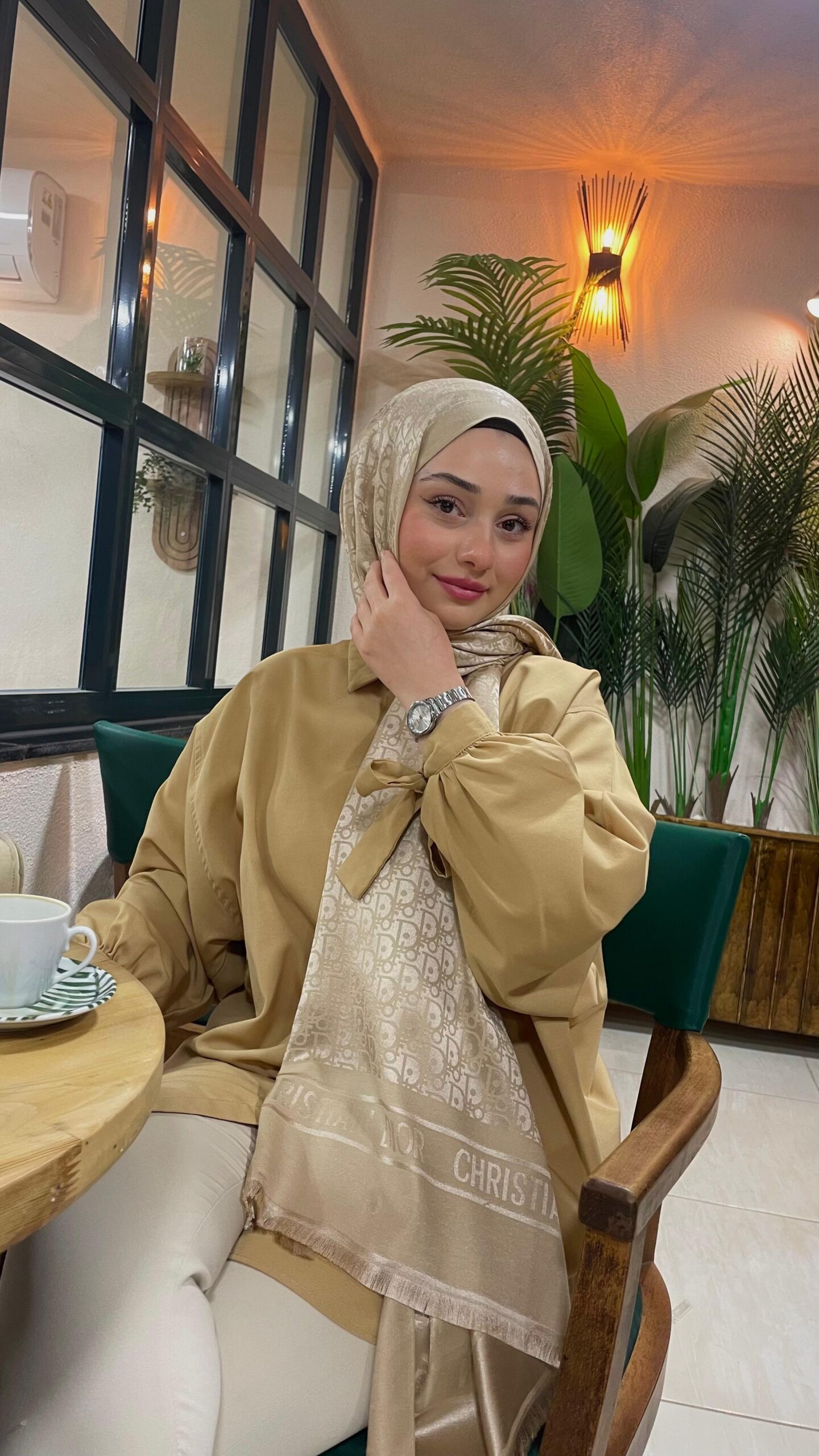 İthal Dior Pamuk Yün İpek Şal 49103 - Bej - Görsel 3