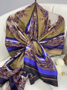 Etnik Desen Pamuk Soft Şal 83924 - Saks-yağ yeşili