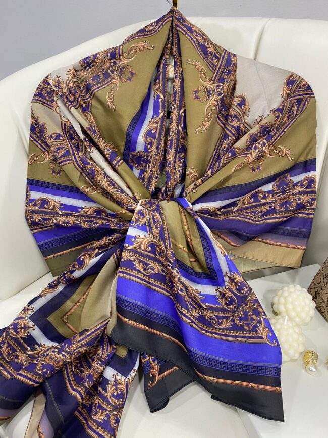 Etnik Desen Pamuk Soft Şal 83924 - Saks-yağ yeşili