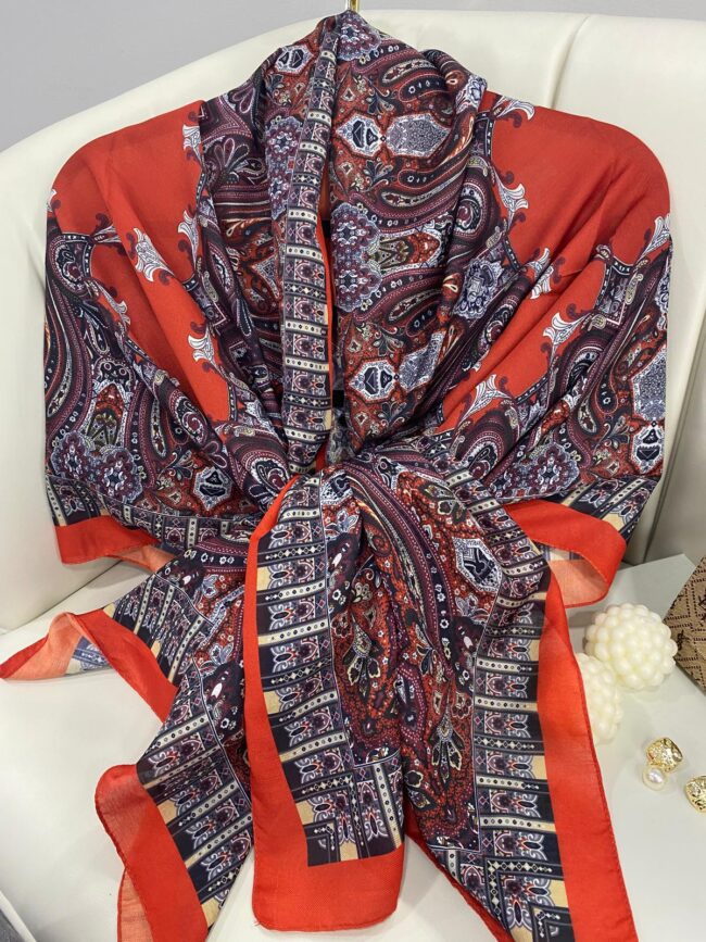 Etnik Desen Pamuk Soft Şal 83926 - Krmızı