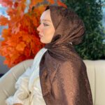 İthal Dior Pamuk Yün  İpek Şal 49103 - Acı Kahve