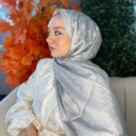 İthal Dior Pamuk Yün İpek Şal 49103 - Gümüş