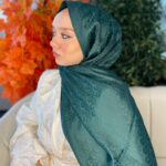 İthal Dior Pamuk Yün  İpek Şal 49103 - Zümrüt