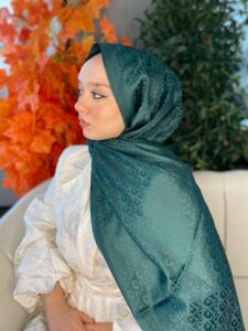 İthal Dior Pamuk Yün  İpek Şal 49103 - Zümrüt