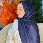 İthal Fendi Kaşmir İpek Şal 49101 - Lacivert