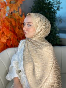 İthal Fendi Pamuk Yün İpek Şal 49101 - Çikolata