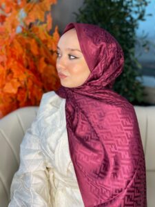 İthal Fendi Pamuk Yün İpek Şal 49101 - Bordo