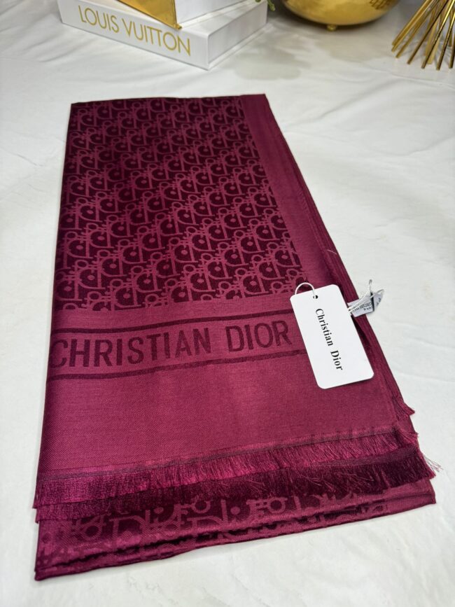 İthal Dior Pamuk Yün İpek Şal 49103 - Bordo