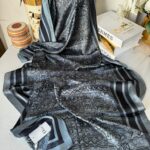 Dior Çift Taraflı İthal Vual İpel Şal 78632 - Antrasit-Siyah