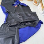 İthal Çift Taraflı İpek Şal - Siyah Saks