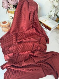 Qoza Desen İpeksi Jakar Şal - Bordo