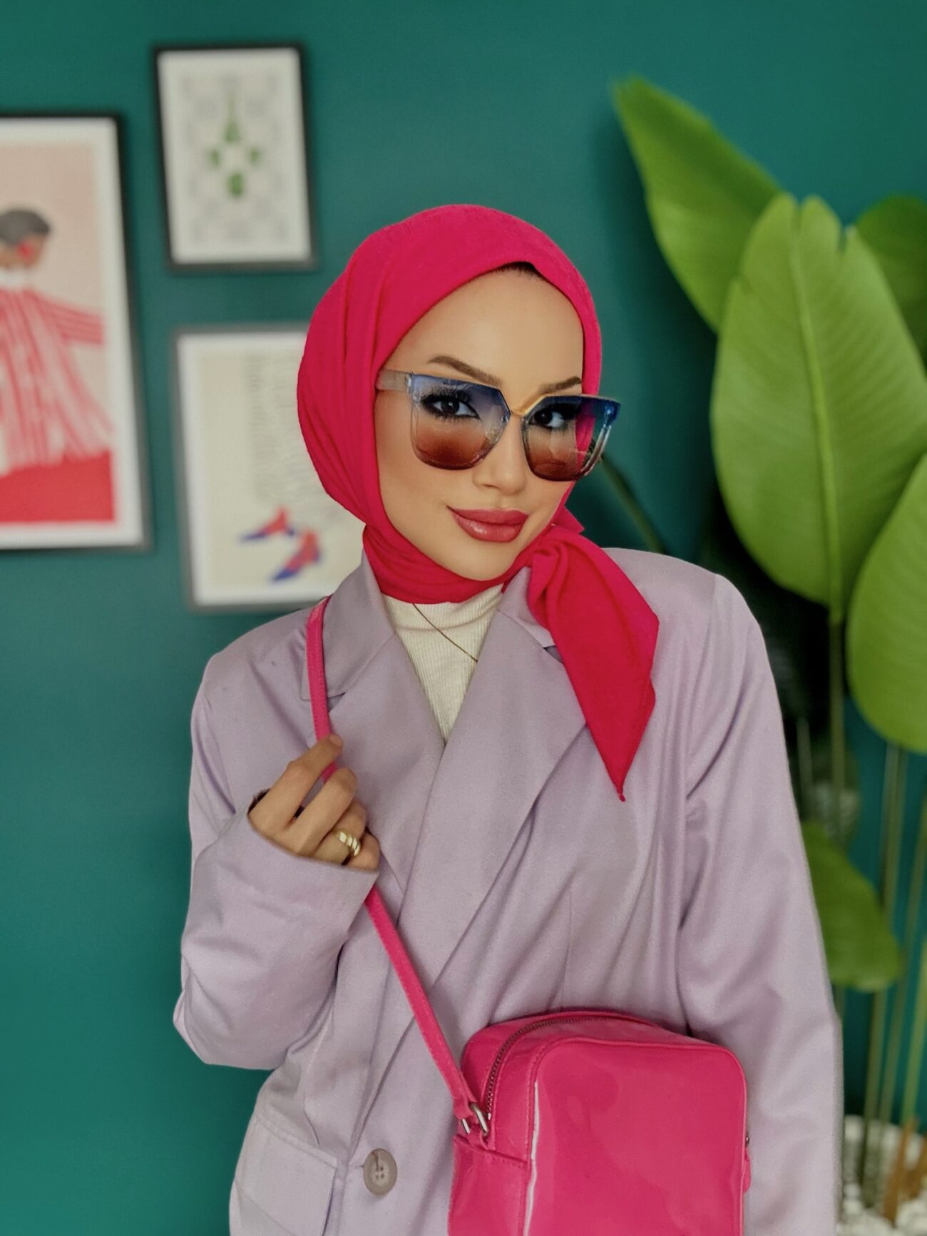 LV Krep Kraş Jakar Eşarp 50971 - Fuşya - Görsel 2