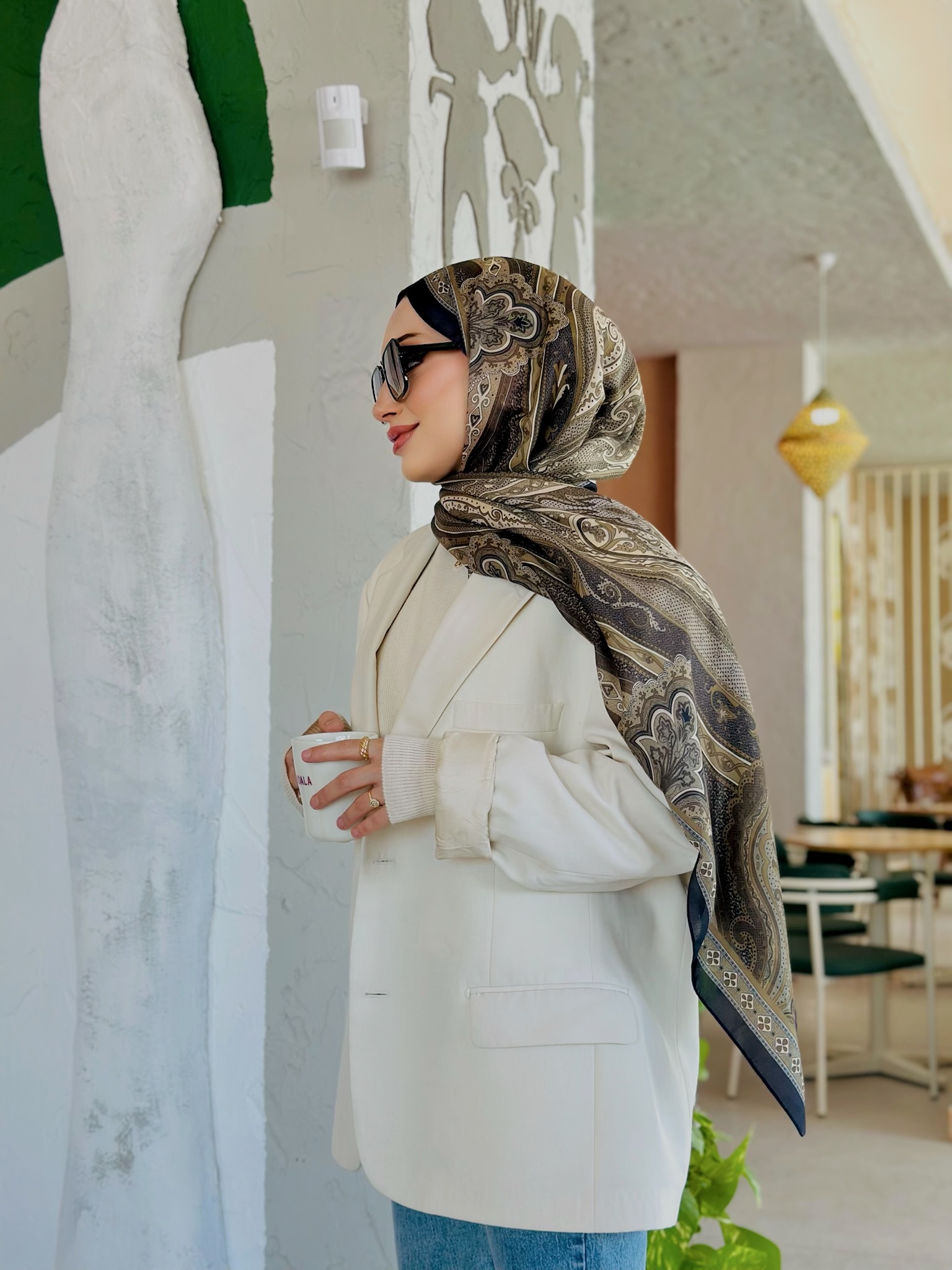 Etro Pamuk İpek Şal -987654 Asker Yeşili - Görsel 2