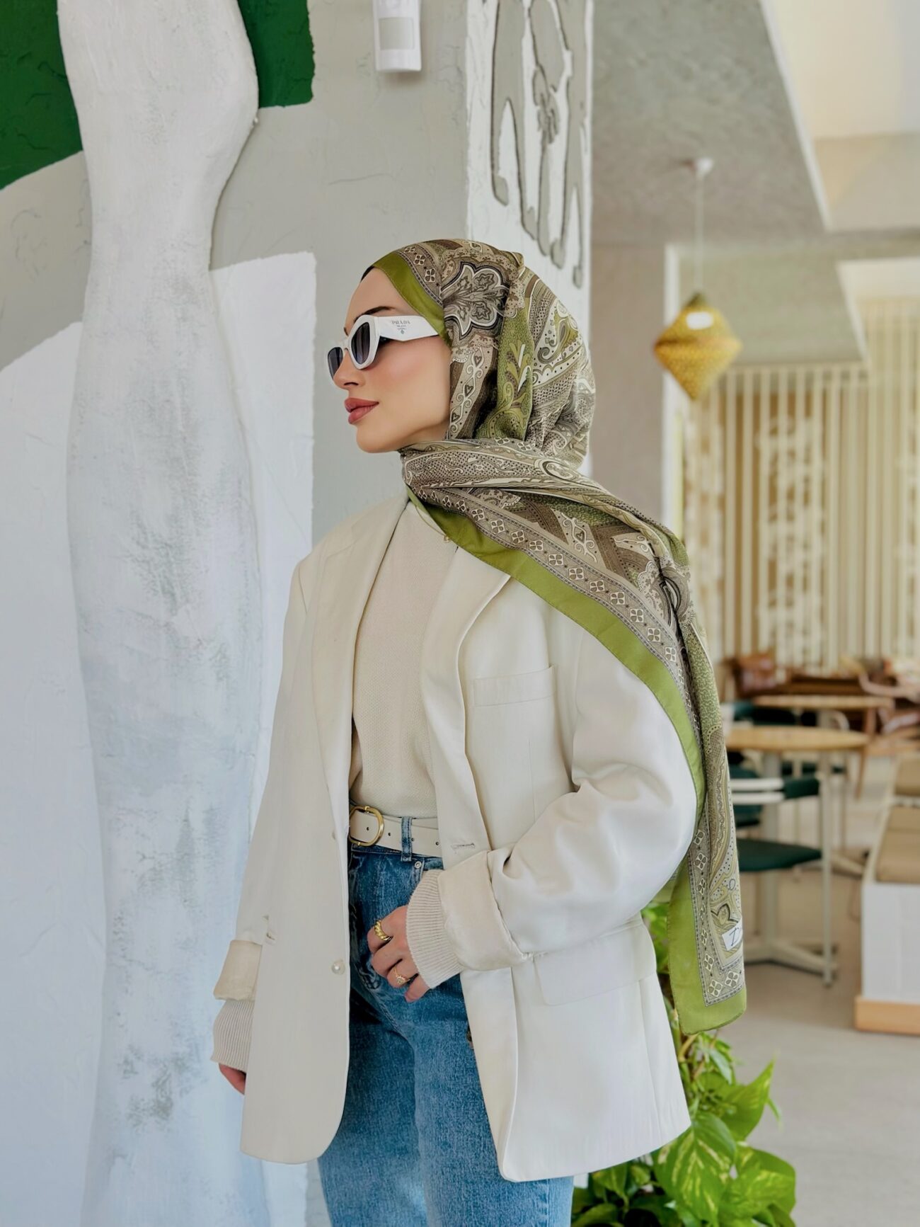 Etro Pamuk İpek Şal -987654 YEŞİL/VİZON