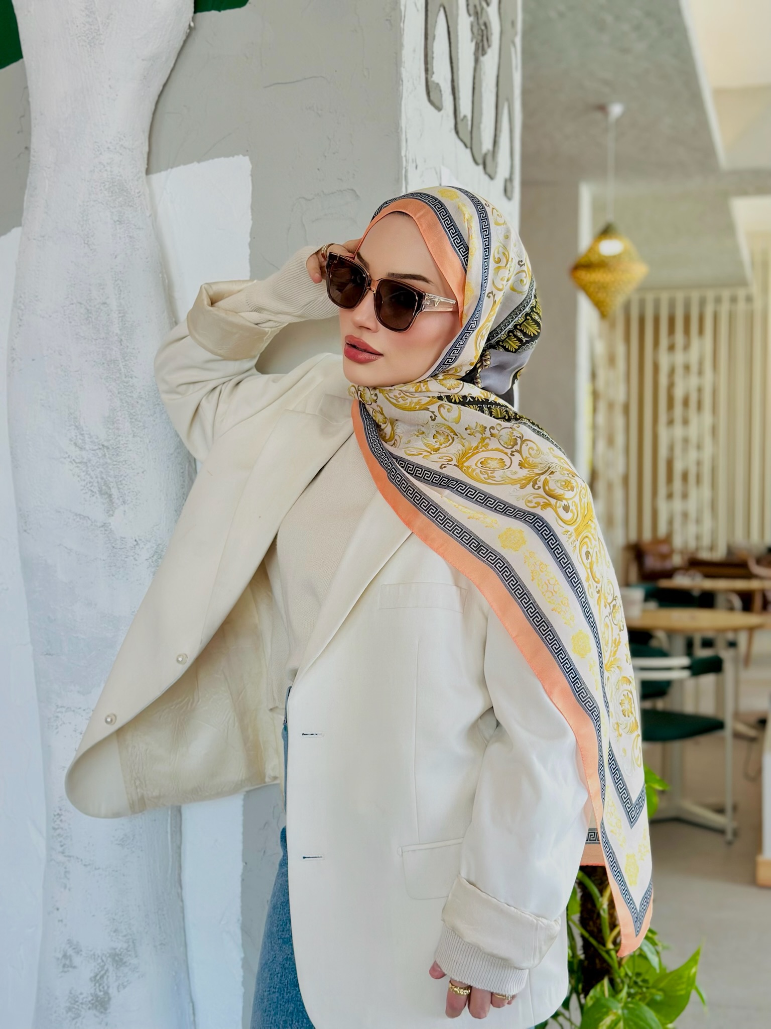 Versace İthal Vual İpek Şal - Somon - Görsel 2