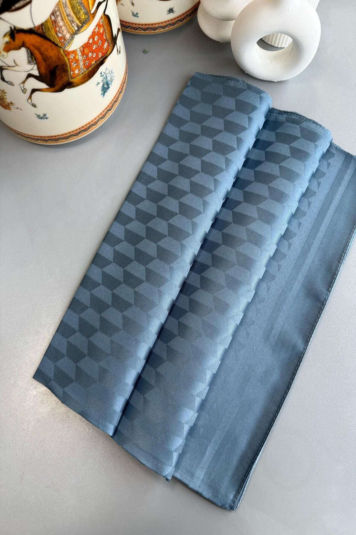 Qoza Desen İpeksi Jakar Şal - Turkuaz